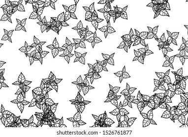 Black and White vector abstract pattern with leaves. Colorful abstract illustration with leaves in doodle style. The best design for your business.