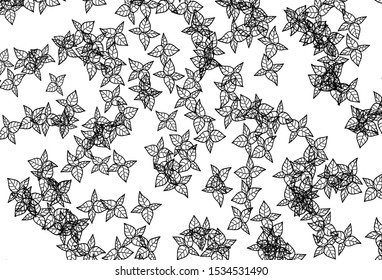 Black and White vector abstract pattern with leaves. leaves on elegant natural pattern with gradient. Textured pattern for websites, banners.