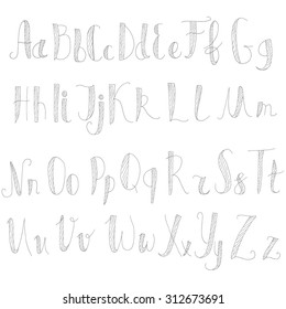 Black and white. Vector alphabet. Letters of the alphabet written.