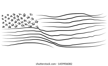 black and white vector American flag background illustration
