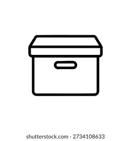 Ícone de caixa de armazenamento de arquivo vetorial preto e branco para documentos de escritório e organização educacional