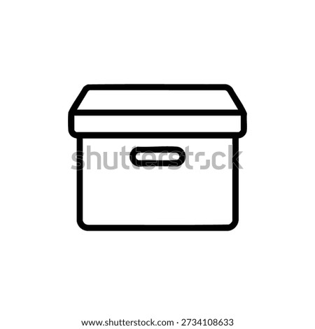 Black and white vector archive storage box icon for office documents and education organization