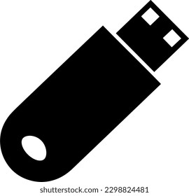 Ilustración de arte vectorial en blanco y negro de un icono de unidad de lápiz de almacenamiento USB fondo blanco - colección de arte de iconos de tecnología.