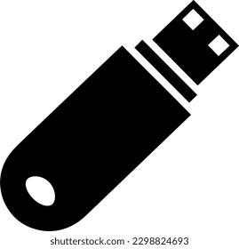 Black and white vector art illustration of a USB storage flash drive icon white background - tech icon art collection.