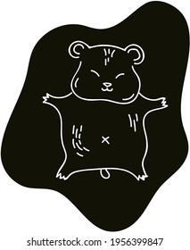 Black and white vector art of a sleeping hamster