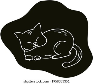 Schwarz-Weiß-Vektorkunst einer schlafenden Katze