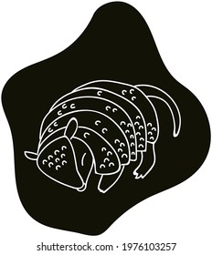 Black and white vector art of a sleeping armadillo