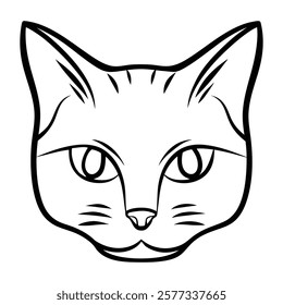 Black and White Vector Art, Tattoo Design, Geometric Cat Drawing