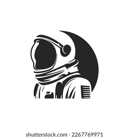 Black and white vector astronaut logo.