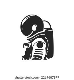 Black and white vector astronaut logo.