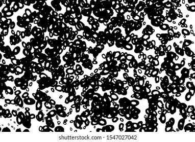 Black and white vector backdrop with dots. Blurred decorative design in abstract style with bubbles. Pattern of water, rain drops.