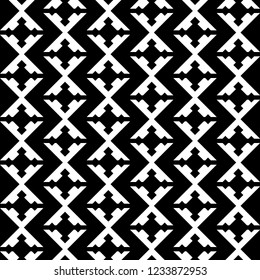 Black and white vector background, abstract seamless geometric pattern, template for cutting