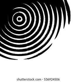 Black and White Vector Background with Brush Strokes. Abstract Illustration with Isolated Ink Circles.