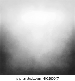 Black And White Vector Background With Cloudy White Center And Gradient Black Grunge Texture On Bottom Border, Silver Gray Background With Black Corners