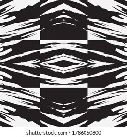 Black and white vector background decorated with abstract brush strokes arranged inside boxes.