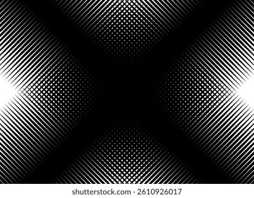 Black and white vector background with dynamic pattern with white pixels, . For eSports, game interfaces, posters. Technical, digital sports graphics.   Vector pattern. Abstract letter X