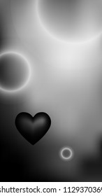 black and white vector background with  heart