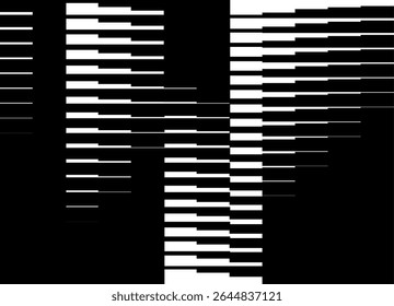 Black and white vector background. Modern pattern of abstract broken lines. Neoconstructivism. For covers, interior, packaging, textiles, posters. parallel stripes. Place for text. stripes