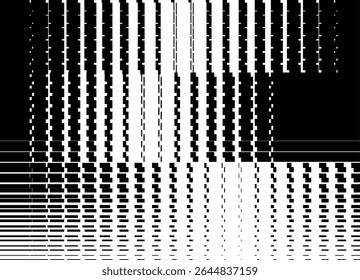 Black and white vector background. Modern pattern of striped geometric shapes. Neoconstructivism. For covers, interior, packaging, textiles. parallel stripes. Rectangles. Broken lines. Glass