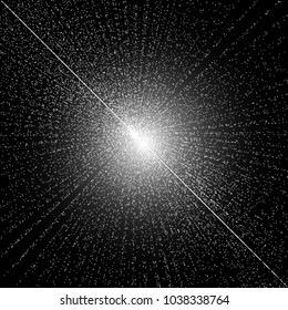Black and White Vector Background of Technology multiple dot particles. Plasma Space Burst Background. Futuristic Big Data Illustration. EPS10 Vector File