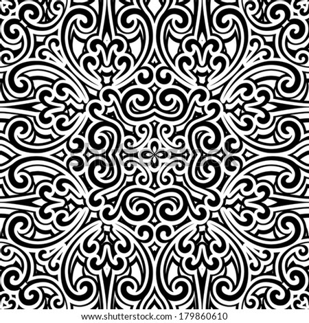 Black and white vector background, vintage ornament, seamless pattern
