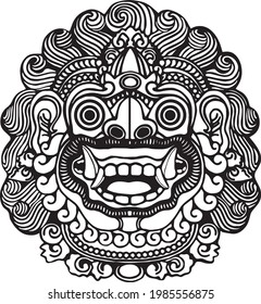 black and white vector bali giant mask