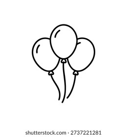 Black and white vector balloons icon for circus party and entertainment design