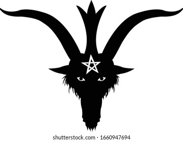 Black and white vector of Baphomet face with pentagram.
The pentagram is a separate element, easily editable.