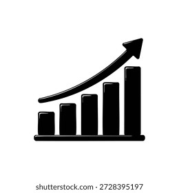 Gráfico de barras de Vector en blanco y negro con flecha ascendente símbolo del crecimiento de la cosecha y el aumento del rendimiento agrícola