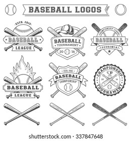 Black and White Vector Baseball logo and insignias