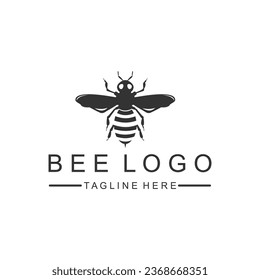 black and white vector bee logo.