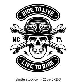 Black White Vector Biker Skull Stock Vector (Royalty Free) 2156427253 ...