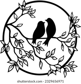black and white vector bird drawing, suitable for metal and wood cutting
