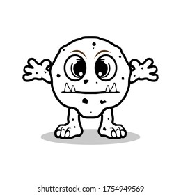 black and white vector biscuit mascot monster
