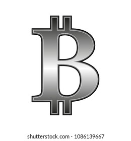 Black and white vector bitcoin logo, currency sign