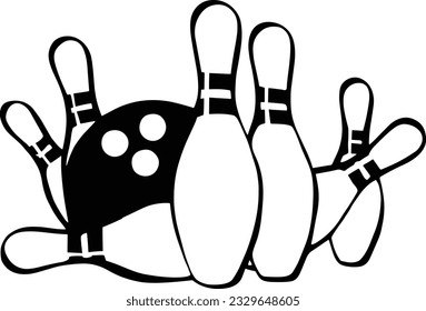 black and white vector bowling drawing, suitable for metal and wood cutting