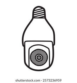 black and white vector, bulb-shaped CCTV security camera