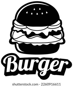 Black and white vector burger logo vector art design