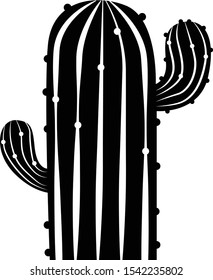 Black and white vector cactus icon. Abstract cactus isolated on a white background.