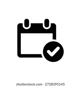 Calendario de Vector en blanco y negro con el ícono de marca de verificación para el cronograma de cosecha y la planificación agrícola