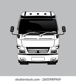 black and white vector cargo truck front view