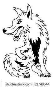 Black   white vector cartoon wolf