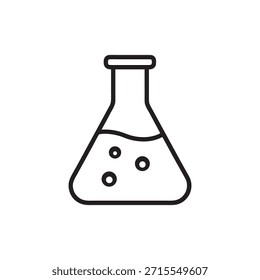 Schwarz-weiße Vektorchemie-Kolben-Symbol mit Flüssigkeit und Blasen für Wissenschaft und Labordesign