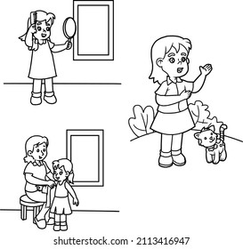 black and white vector children's activity illustration