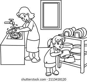 black and white vector children's activity illustration