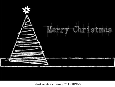 Black and white vector christmas card, blackboard and charcoal style