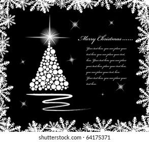 Black and white Vector Christmas illustration