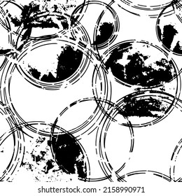 black and white vector circle flower leaf line ring  repeating pattern