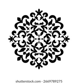 El ornamento circular del Vector blanco y negro es conveniente para la plantilla del tatuaje, el elemento del logotipo, el fondo de la tarjeta de juego, la materia textil y los productos de impresión. Ilustración vectorial