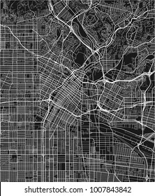 Black and white vector city map of Los Angeles with well organized separated layers.